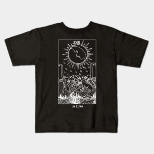 "La Luna" The Moon Tarot Card Black and White Kids T-Shirt